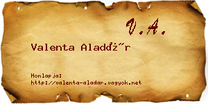 Valenta Aladár névjegykártya